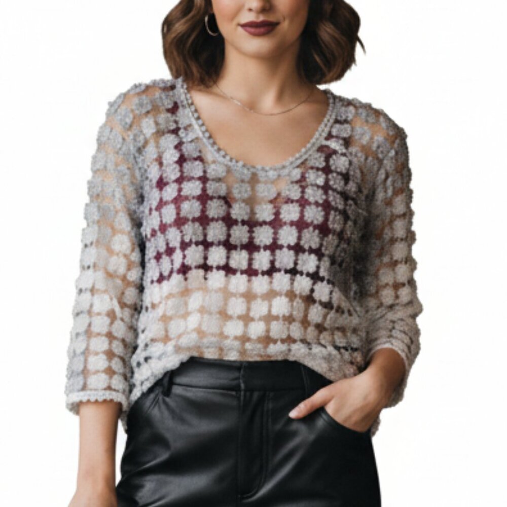 Ombre Floral Mesh Top